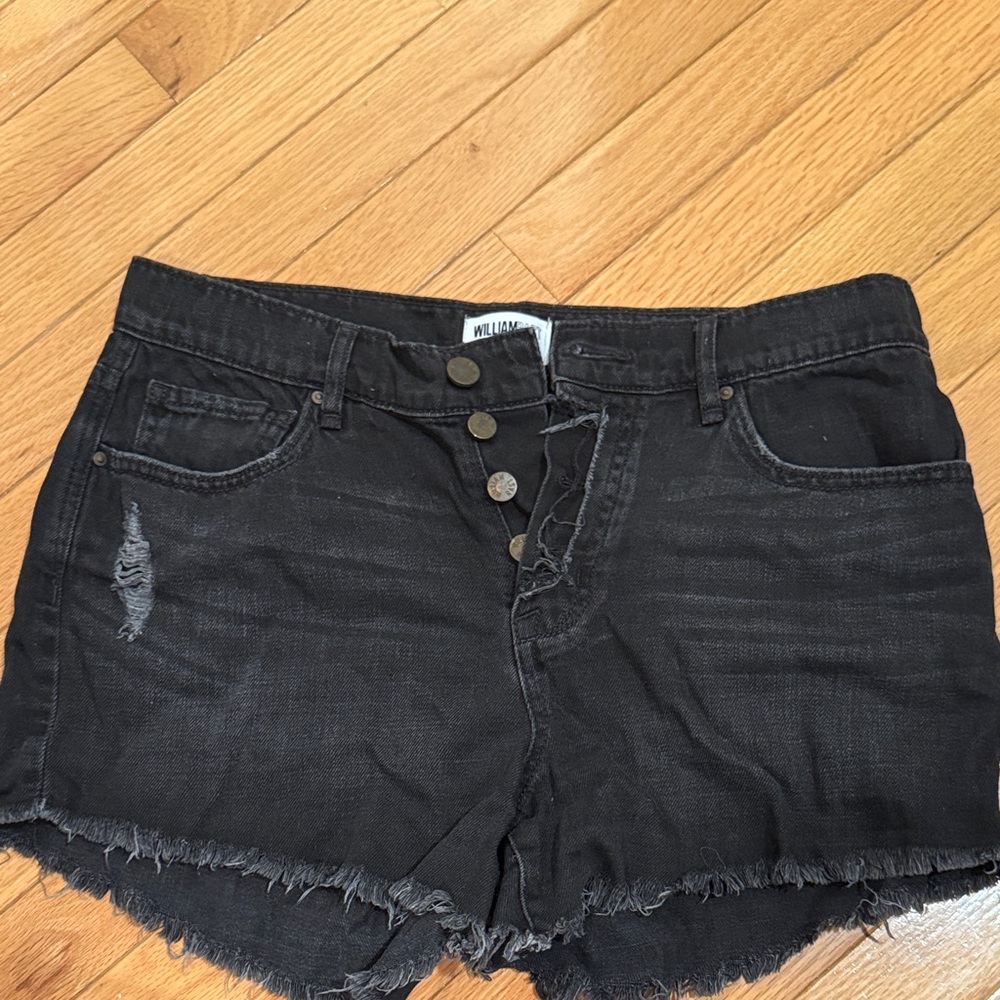 WILLIAMRAST Black Frayed Jean Shorts